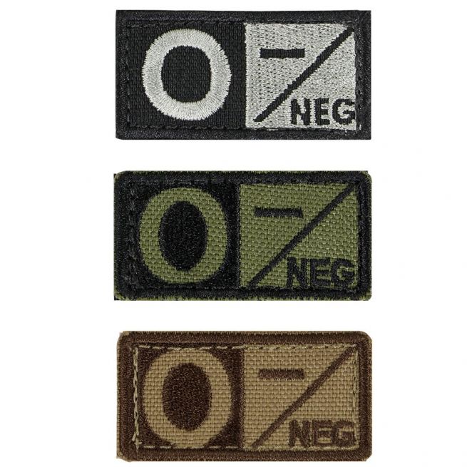 O- BLOOD TYPE PATCH WITH VELCRO.